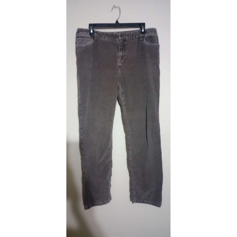 J. Jill Authentic Fit Corduroy Pants Gray Straight Leg Stretch Size 14 Tall